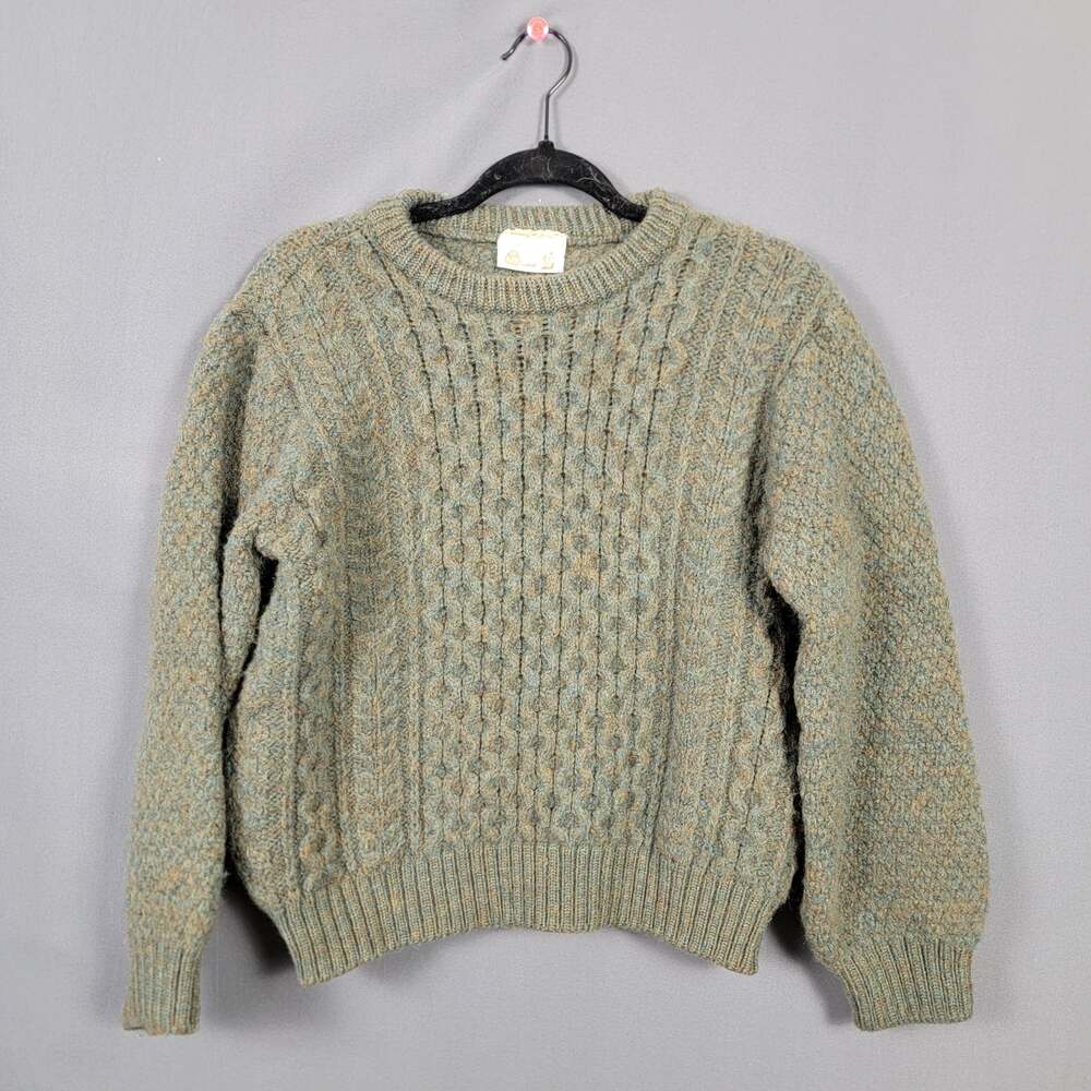 Vintage Cottage Knitwear Aran 100% Wool Cable Knit Made in England Sweater